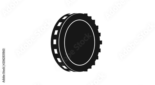 Black poker chip with white outline.