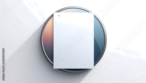 Minimalist White Rectangle Over Gradient Circular Disc on Light Background