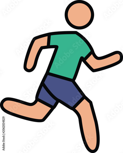 Flat Design Vector Icon of a Running Man for Fitness and Health