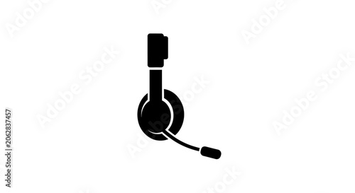 Black Headset With Microphone Device.