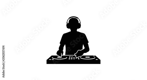DJ in silhouette wearing headphones.