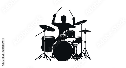 Quadro em tela Man playing a drum set enthusiastically.