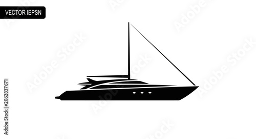 Sailing yacht silhouette vector graphic.