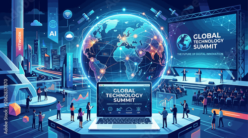 Bilde på lerret Future-forward global technology summit showcasing innovation, digital connectiv