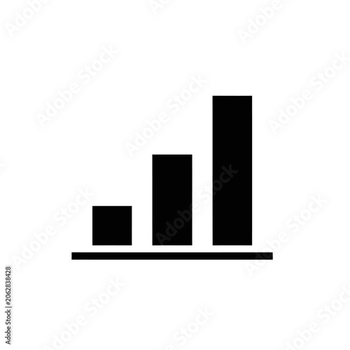 Black bar chart graph icon.