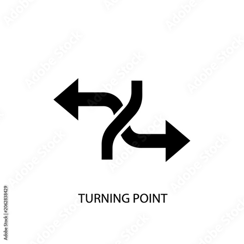 Black arrows turning point sign.