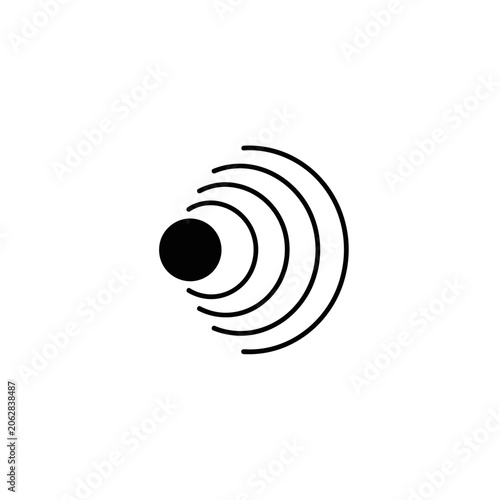 Black concentric curved line graphic symbol.