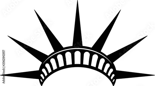 Foto Happy Father's Day Statue of Liberty crown, iconic symbol, black silhouette, vec