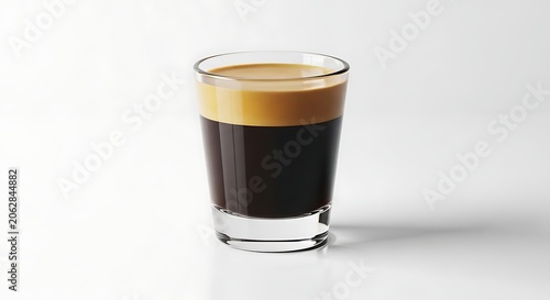A glass of espresso coffee with thick crema isolated on white background