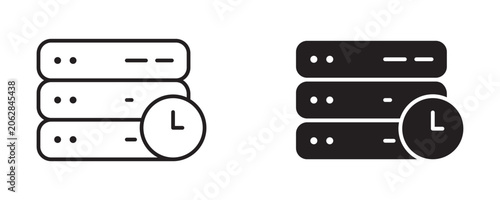 Bild auf Leinwand Real-Time Data Icon Set in Outline and Solid Style, Vector Illustration