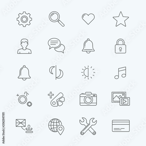Collection of web interface icons.