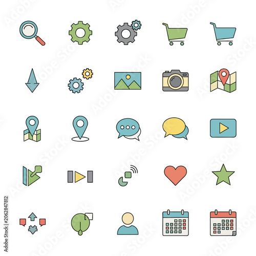 Collection of web and media icons.
