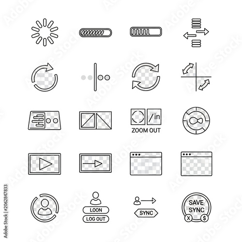 Collection of web interface icons.