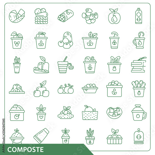 Compost icons with food waste.