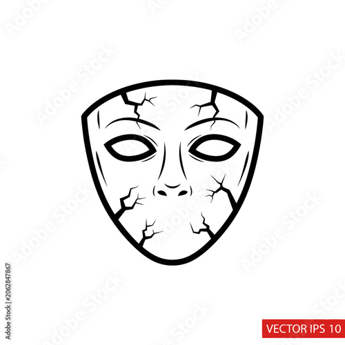 Cracked face mask with eye holes.