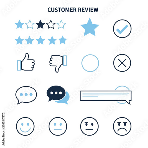Customer review feedback icons set.