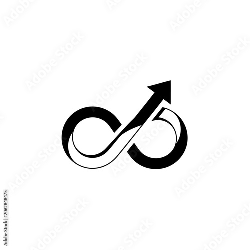 Infinity symbol with arrow sign.