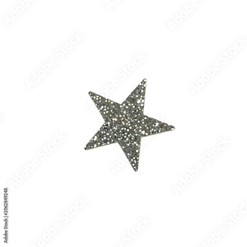 Shiny silver glitter star shape with sparkling texture
