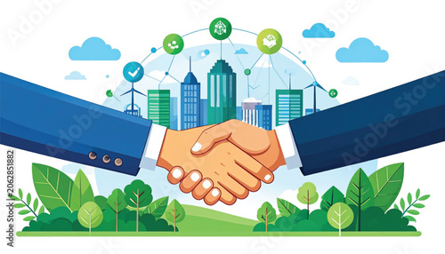 Business partners shaking hands firmly together.