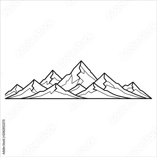Foto Mountain range landscape with peaks.