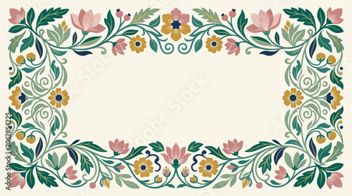 Canvastavla Vibrant floral border design with flowers.