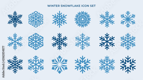 Canvas Print Winter snowflake icon set collection.