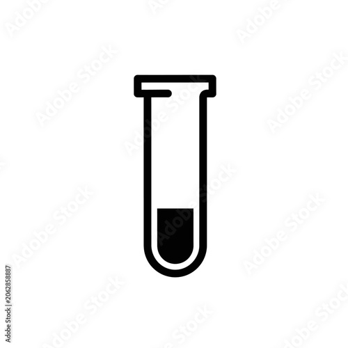 Black and white test tube icon.