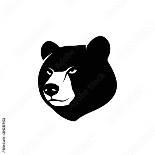 Black bear head silhouette illustration.