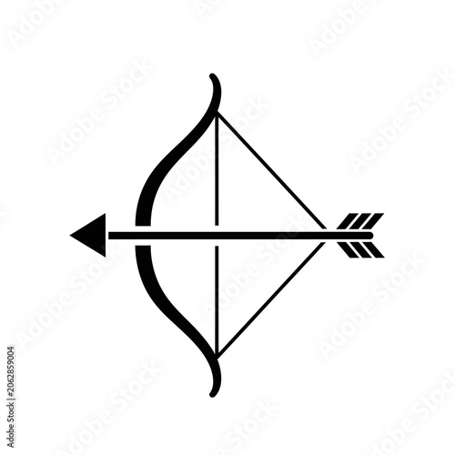 Black bow and arrow symbol icon.