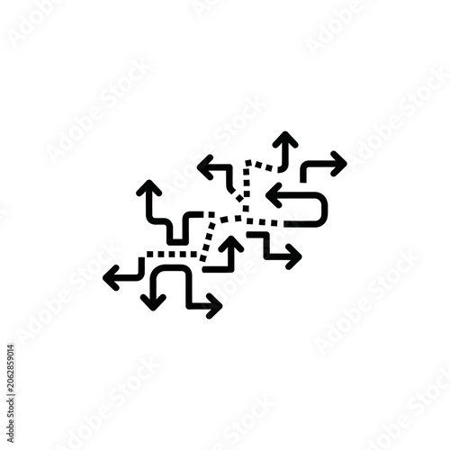Black arrows pointing in multiple directions.