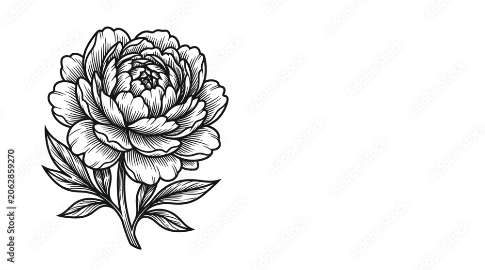 Obraz premium Detailed flower illustration with copy space elegant botanical line art design