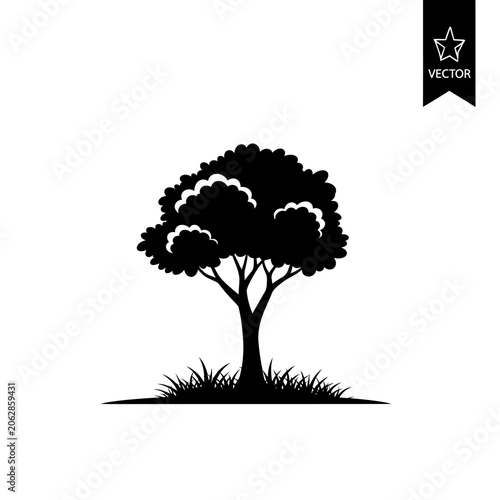 Black silhouette of a tree.