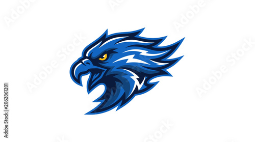 Obraz na plátně Blue Eagle Head Illustration Closeup Profile.