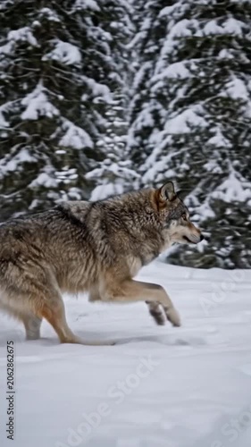 gray wolf in snow