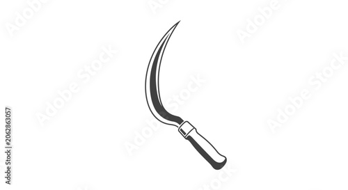 Photos Sickle with wooden handle tool.