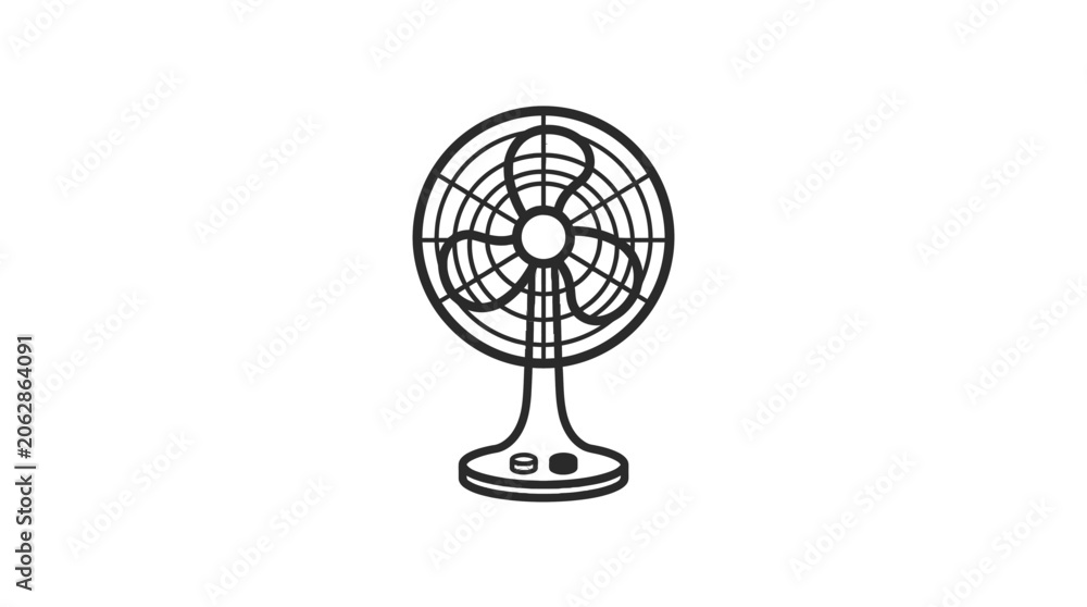 Obraz premium Simple graphic of a tabletop electric fan on white background