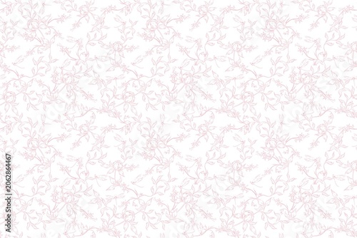 Fotografie Pink floral pattern on white background