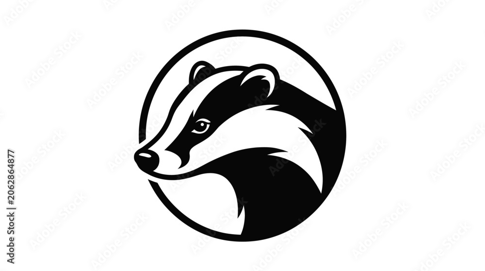 Naklejka premium Stylized badger head emblem clean icon simple wildlife symbol