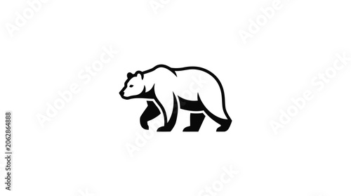 Stylized bear silhouette walking side view graphic icon