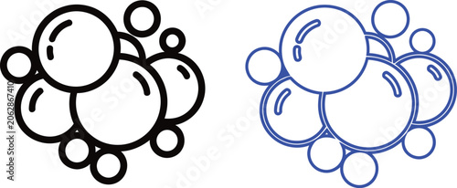 Fotografie Set of bubble icons in black and blue outline style