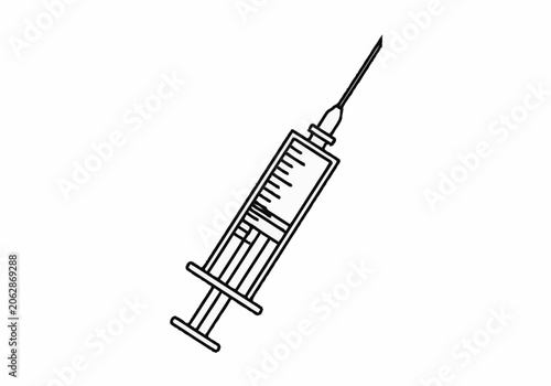 Medical Syringe Outline for Healthcare and Vaccination.