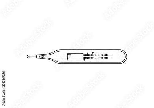 Medical Thermometer Line Art Illustration for Healthcare and Science.