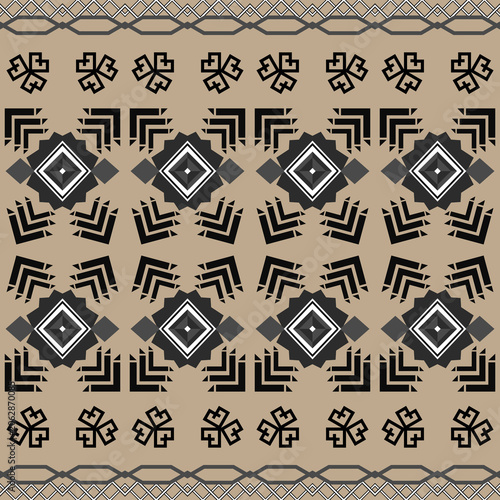 Modern Ethnic Geometric Seamless Pattern with Diamond Motifs
