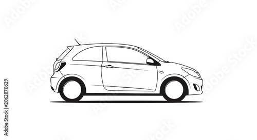 Obraz na plátne Small hatchback car side view.