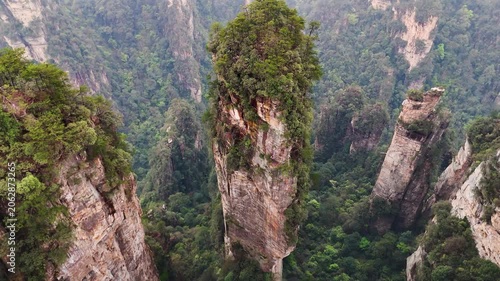 Aerial Drone View of Tianzi Mountain Zhangjiajie – Cinematic Avatar Style Peaks in China