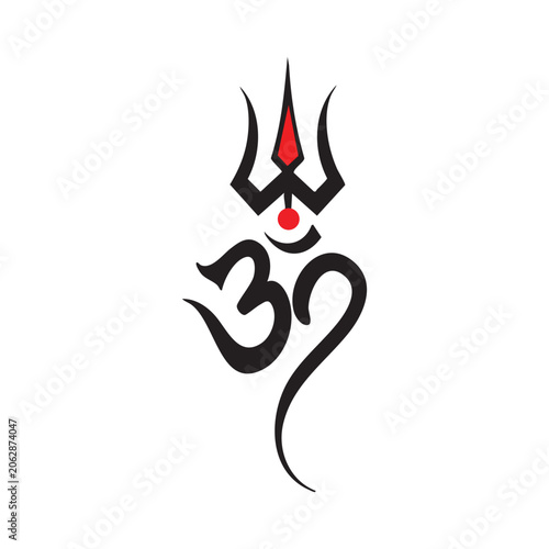 Om tattoo with trishul vector illustration.