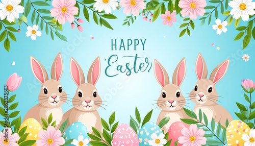 Easter bunnies and painted eggs