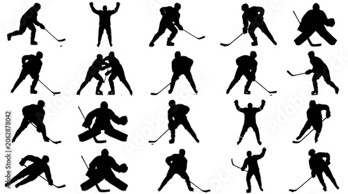 Photography Ice hockey players in action silhouette style isolated on transparent background