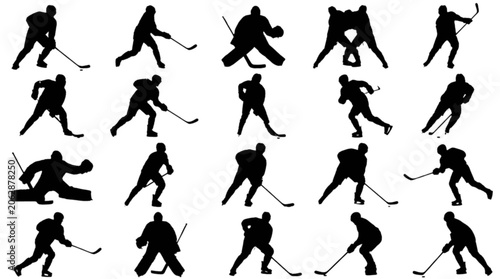 Canvas Print Ice hockey players in dynamic action poses isolated on transparent background, V