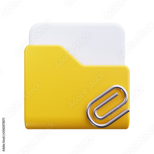 3D Folder Attachment Paper Clip Icon